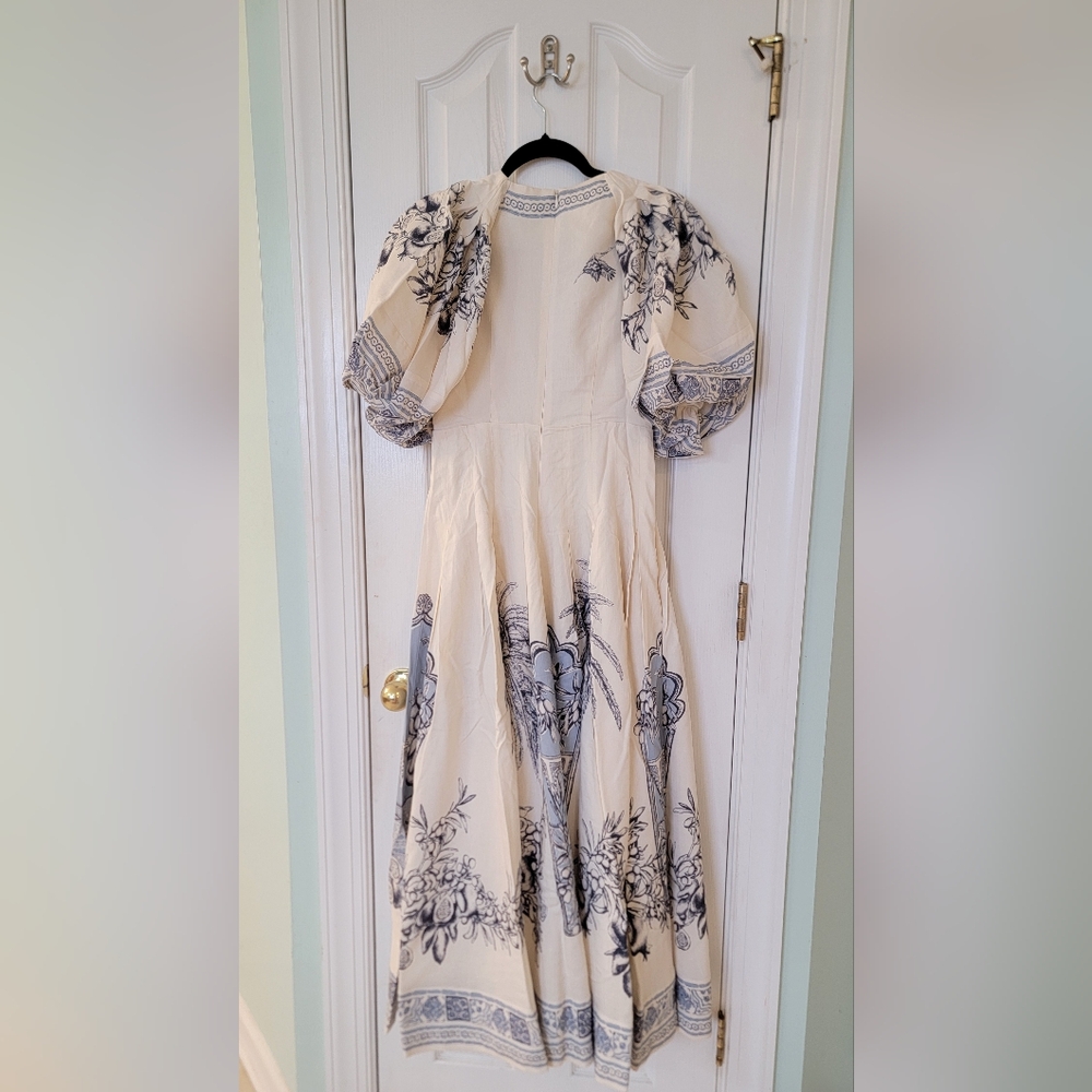 Alémais Villa Romantica linen-blend midi dress US 4 - Picture 6 of 11